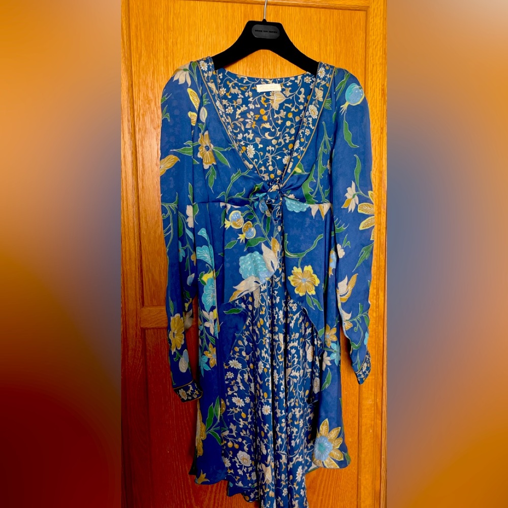 Valentino Sz 2 long floral tie front blouse